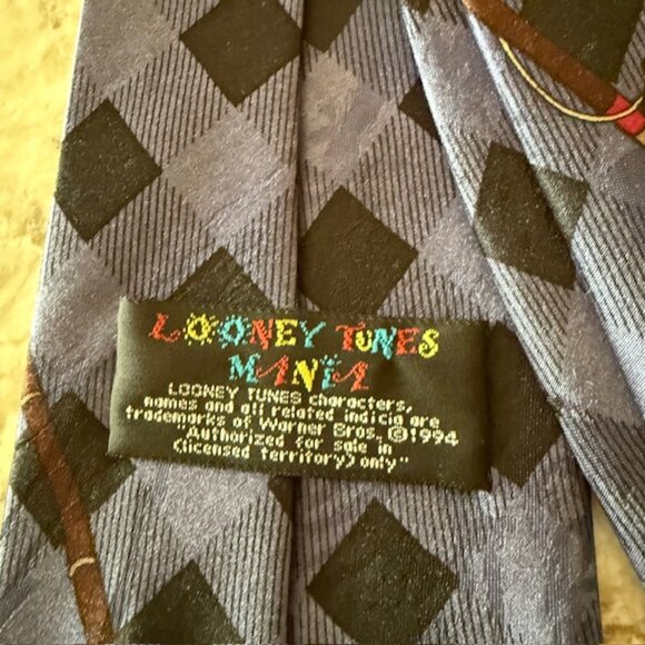 Vintage 1994 Looney Tunes Taz Mania Character Tie Fishing Taz  56 Inches Navy - Picture 6 of 6